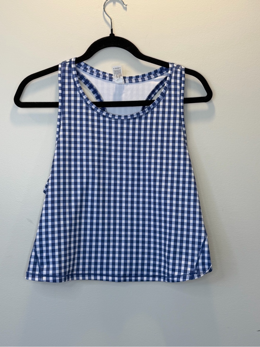 90 Degree By Reflex Blue & White Gingham Racerback Tank